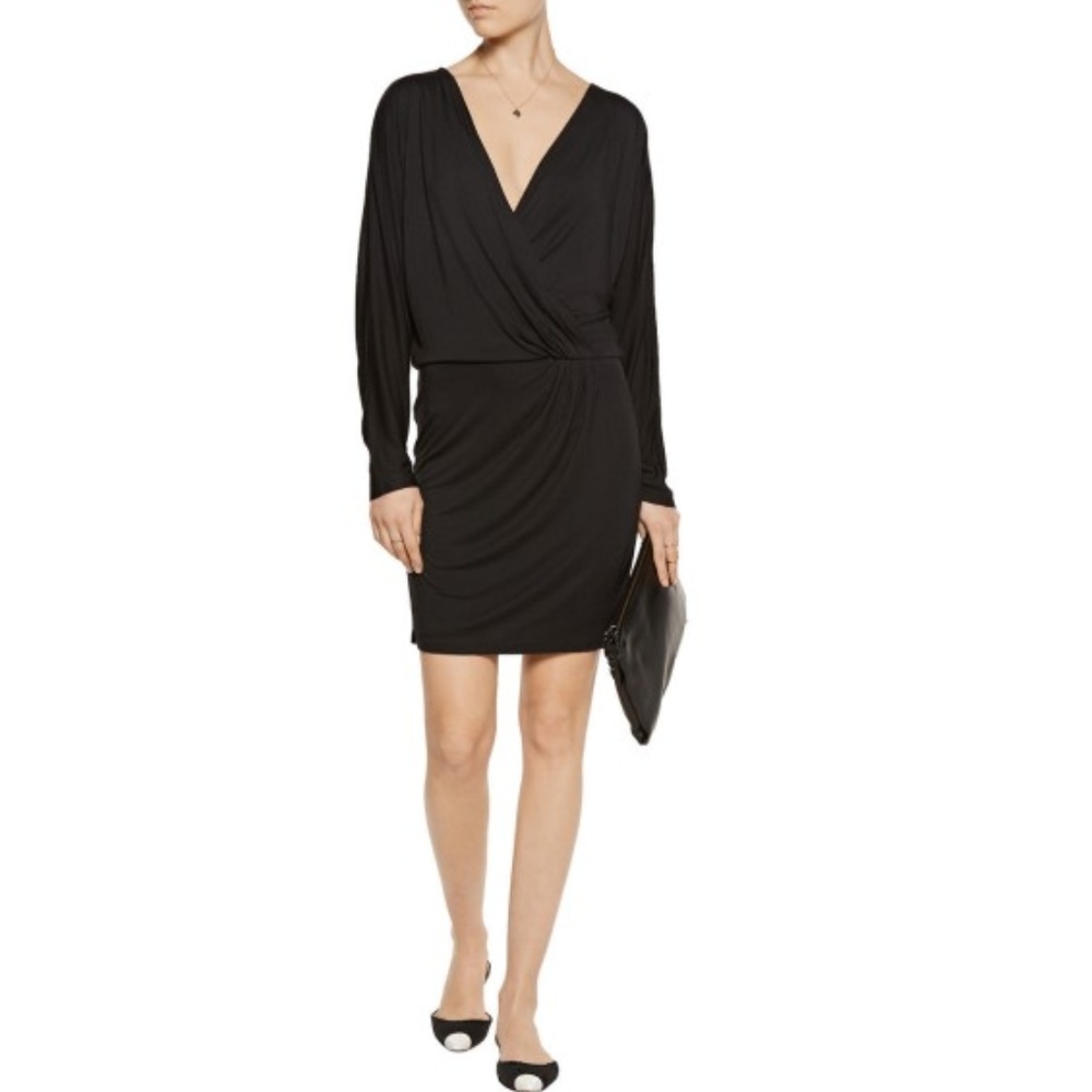 NWT Haute Hippie Wrap-Effect Modal Mini-Dress, Black